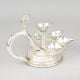 Handcrafted Silver Plated Copper Multi Diya Stand with Handle